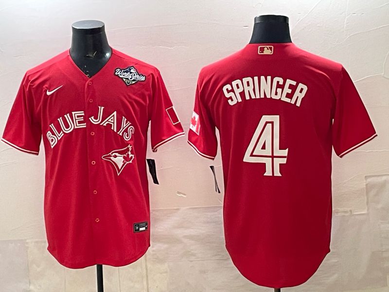 Men 2025 Toronto Blue Jays #4 Springer red Game Nike MLB Jersey 004